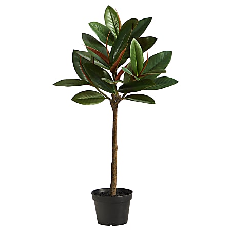 Nearly Natural Magnolia 28”H Artificial Tree With Planter, 28”H x 14”W x 14”D, Green/Black
