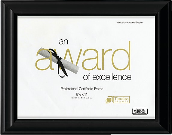 Timeless Frames® Addison Award Frame, 8 1/2" x 11", Black