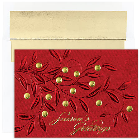 Great Papers! Holiday Greeting Cards With Envelopes, 7 7/8" x 5 5/8", Red Branches, Pack Of 16