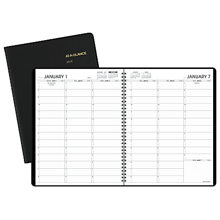 AT-A-GLANCE® Weekly Appointment Book, 13 Months, 8 1/4" x 10 7/8", Black, January 2018 to January 2019 (7095005-18)