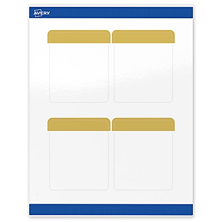 Avery® Print-To-The-Edge Labels & Sure Feed®, S00-DJM-PRWGP10, 4" x 3-1/3", Glossy White, Preprinted Dipped Gold Edge Design, Pack Of 40