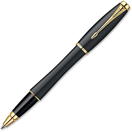 Parker Gold Clip Urban Rollerball Pen - Fine Pen Point - Refillable - Black - 1 Each
