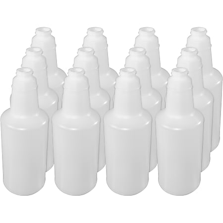 Genuine Joe Plastic Bottle With Graduations, 32 Oz, Carton Of 12