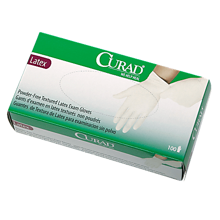 Medline Curad® Powder-Free Latex Exam Gloves, Large, Box Of 100 Gloves