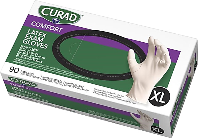 Curad® Powder-Free Latex Exam Gloves, Extra-Large, Box Of 90