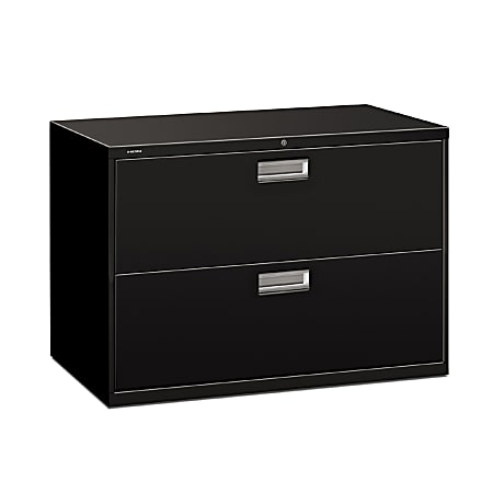 HON® Brigade® 600 42"W Lateral 2-Drawer File Cabinet, Metal, Black