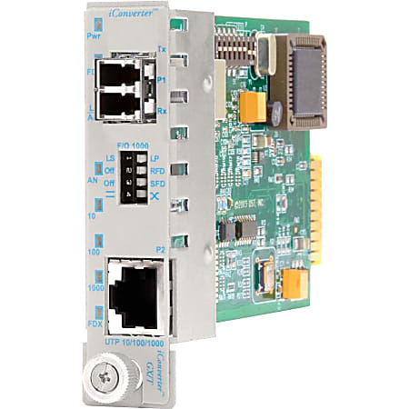 Omnitron iConverter 10/100/1000 Gigabit Ethernet Fiber Media Converter LC Single-Mode 12km Module - 1 x 10/100/1000BASE-T; 1 x 1000BASE-LX; Internal Module; Lifetime Warranty