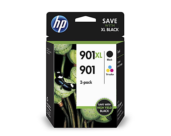 HP 901XL/901 High-Yield Black And Tri-Color Ink Cartridges, Pack Of 2, CZ722FN