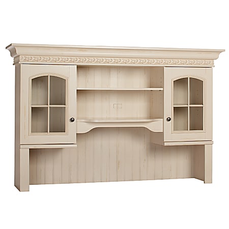Christopher Lowell Shore Credenza Hutch, 40 3/4"H x 64"W x 14 7/8"D, Antiqued White