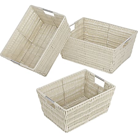 Whitmor Set of 3 Rattique Baskets, Java - External Dimensions: 14.8" Length x 11.5" Width x 6.5" Height - Latte - For Toy, Clothes, Linen, Bathroom Essential, School Supplies, Magazine, CD, Storage, DVD, Book - 3 / Set