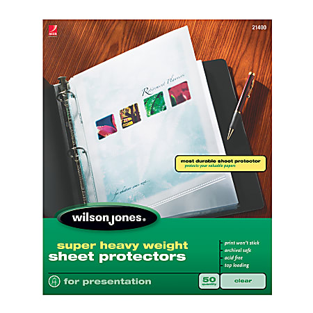 Wilson Jones® Top-Loading Sheet Protectors, Super-Heavyweight, Box Of 50