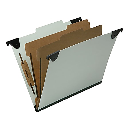 SKILCRAFT® 6-Section 2/5 ROC Tab Hanging Folders, 1" Folder Capacity, Letter Size (8 1/2" x 11"), 30% Recycled, Light Green, Box Of 10