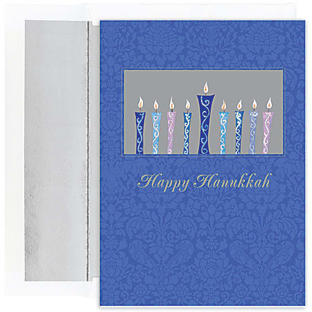 Great Papers! Holiday Greeting Cards With Envelopes, 5 5/8" x 7 7/8", Shining Candles, Pack Of 18