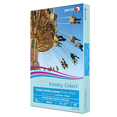 Xerox Vitality Colors Color Multi Use Printer Copier Paper Ledger Size 11 x  17 Ream Of 500 Sheets 20 Lb 30percent Recycled Blue - Office Depot