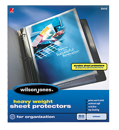 Wilson Jones® Top-Loading Sheet Protectors, Heavyweight, Diamond Clear, Box Of 50