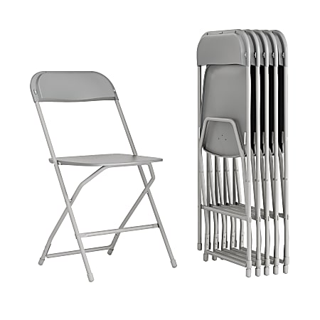 Flash Furniture Hercules Series Plastic Folding Chairs, Gray,