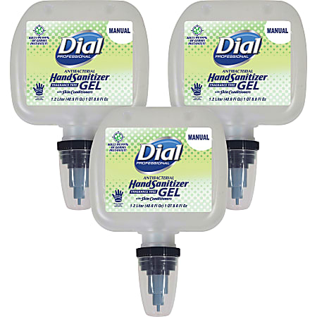 Dial® Professional Antibacterial Gel Hand Sanitizer, Fragrance-Free, 40.6 Oz Refill, Carton Of 3
