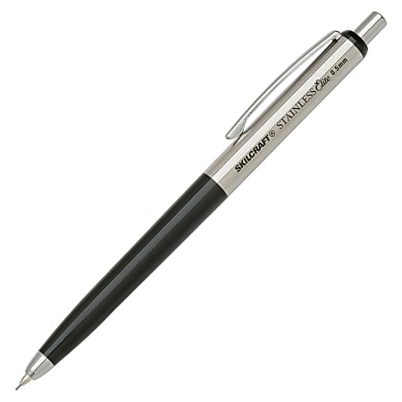 SKILCRAFT® Stainless Elite Mechanical Pencils, 0.5 mm, Black, Pack Of 3