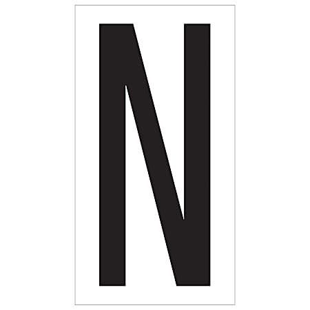 Office Depot® Brand Vinyl Warehouse Labels, DL9310N, Letter N, 3 1/2", Black/White, Case Of 50