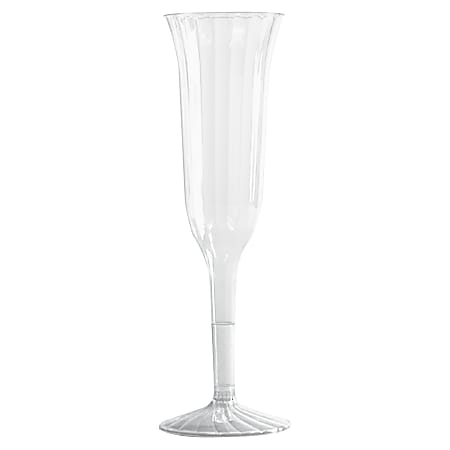 WNA Classic Crystal™ Plastic Champagne Flutes, 5 Oz, Clear, 10 Flutes Per Pack, Carton of 12 Packs