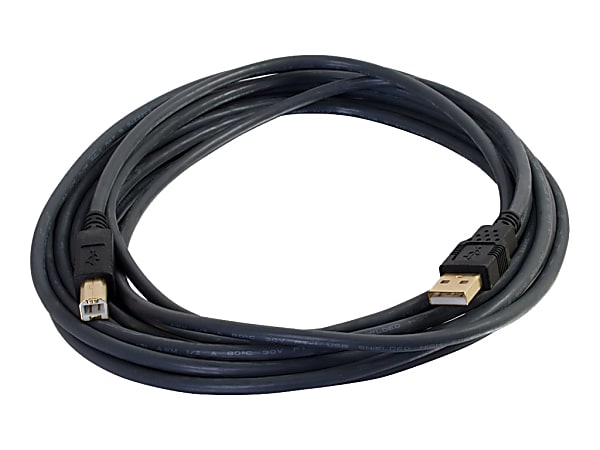 C2G Ultima Series 6.6ft USB A to USB B Cable - USB A to B Cable - USB 2.0 - Black - M/M - Type A Male USB - Type B Male USB - 6.56ft - Charcoal