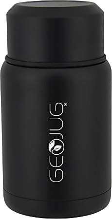 Brentwood Geojug Vacuum-Insulated Stainless-Steel Food Jar With Bowl And Folding Spoon, 17 Oz, Black