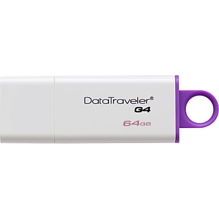 Kingston 64GB DataTraveler G4 USB 3.0 Flash Drive - 64 GB - USB 3.0 - Violet, White