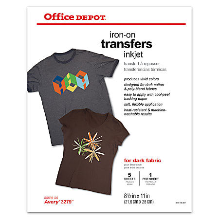 Office Depot Iron-On inkjet Transfer Paper Ink Jet 14/15Sheets 8-1