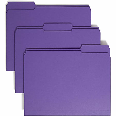 Smead® 1/3-Cut 2-Ply Color File Folders, Letter Size, Purple, Box Of 100