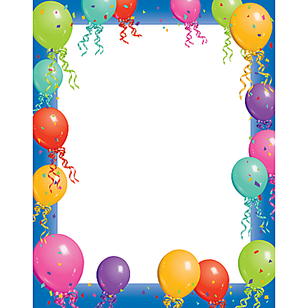 Gartner Studios® Design Paper, 8 1/2" x 11", Balloon Border, Pack Of 100