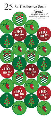Great Papers! Holiday Foil Seals, 1", Green/Red/White, String Of Lights, Pack Of 50