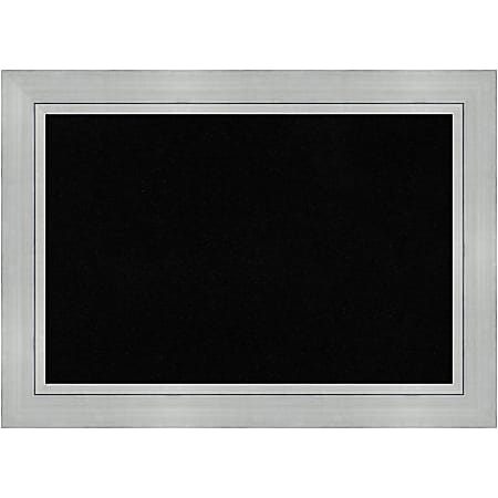 Amanti Art Cork Bulletin Board, 43" x 31", Black, Romano Silver Wood Frame