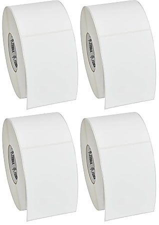 Zebra Thermal Transfer Label Paper, F58790, Rectangle, 4" x 6", White, 1,000 Labels Per Roll, Pack Of 4 Rolls