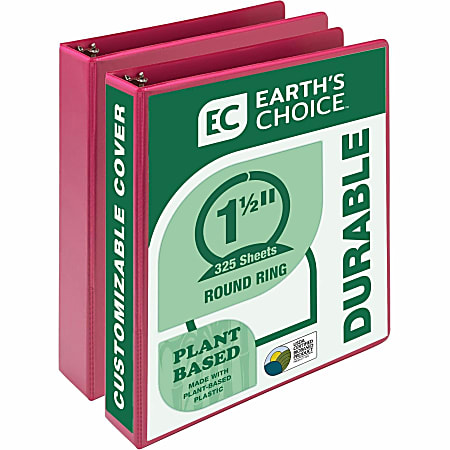 Samsill Earth's Choice Plant-based View Binders - 1 1/2" Binder Capacity - Letter - 8 1/2" x 11" Sheet Size - 3 x Round Ring Fastener(s) - Chipboard, Polypropylene, Plastic - Berry - Recycled