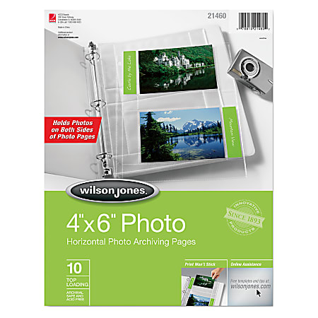 Wilson Jones® 4" x 6" Horizontal Photo Pages, Pack Of 10