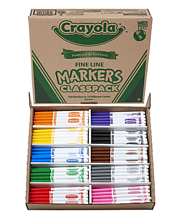 Crayola® Fine Line Markers, Assorted Classic Classpack®, Box