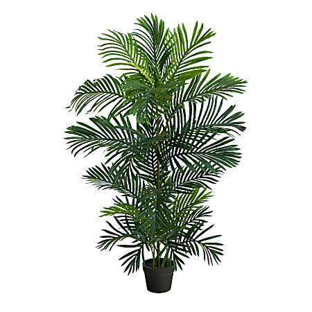 Nearly Natural Areca Palm 48”H Artificial Plant With Planter, 48”H x 16”W x 16”D, Green/Black