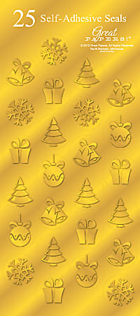 Great Papers! Holiday Foil Seals, 1", Gold Foil, Golden Icons, Pack Of 50