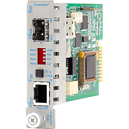 Omnitron iConverter T1/E1 Media Converter RJ48 SFP Module - 1 x T1/E1; 1 x SFP; Internal Module; Lifetime Warranty