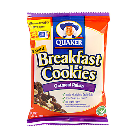 Quaker Breakfast Cookies, Oatmeal Raisin, Box Of 50