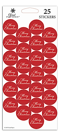 Great Papers! Holiday Seals, 1", Red/White, Merry Christmas, Pack Of 50