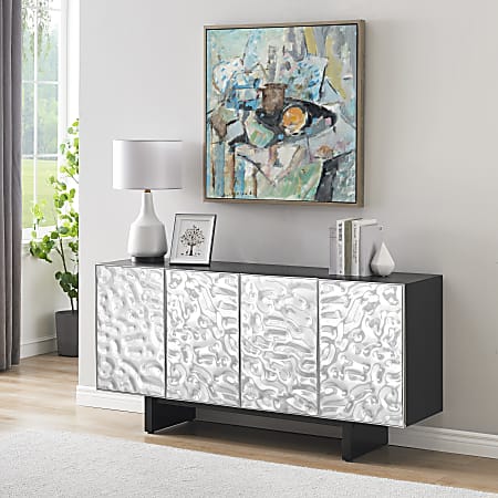 Coast to Coast Gunton 63"W Transitional Credenza With 4 Doors, Black