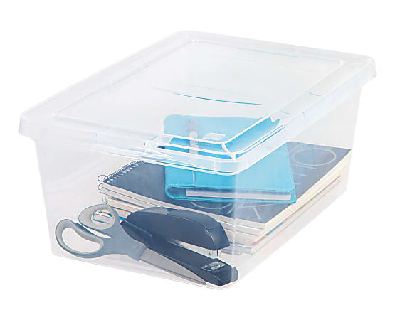 Office Depot Brand Plastic Storage Containers With Snap On Lids 17 Quarts 7 x 12 x 17 12 Clear Case Of 2 Office Depot