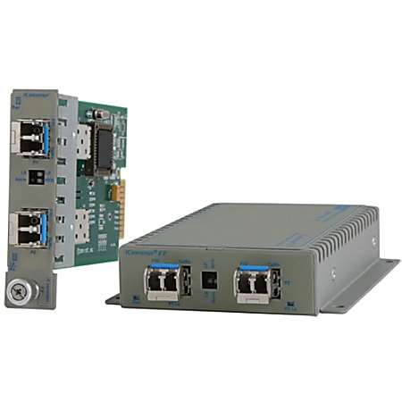 Omnitron Systems iConverter Transceiver - 1000Base-X - 2 x Expansion Slots - 2 x SFP Slots - Wall Mountable