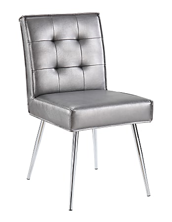 Office Star™ Avenue Six Amity Tufted Dining Chair, Sizzle Pewter/Silver