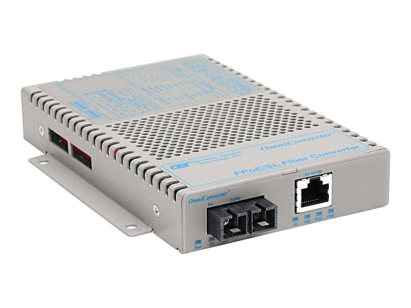Omnitron OmniConverter FPoE/SL - Fiber media converter - 100Mb LAN - 10Base-T, 100Base-FX, 100Base-TX - RJ-45 / SC multi-mode - up to 3.1 miles - 1310 nm