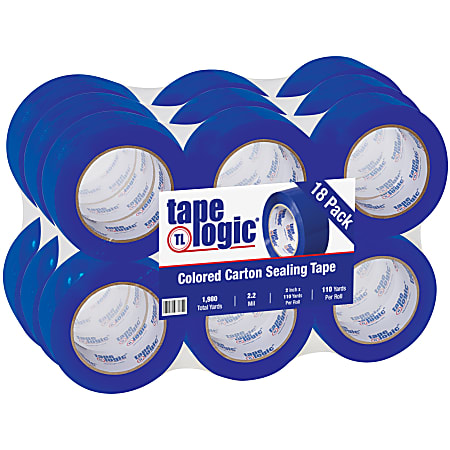 Tape Logic® Carton-Sealing Tape, 3" Core, 2" x 110 Yd, Blue, Pack Of 18