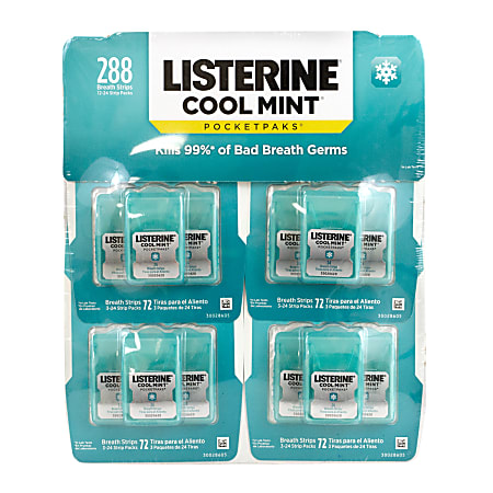 Listerine Cool Mint Breath Strips Pocketpaks, Pack Of 12