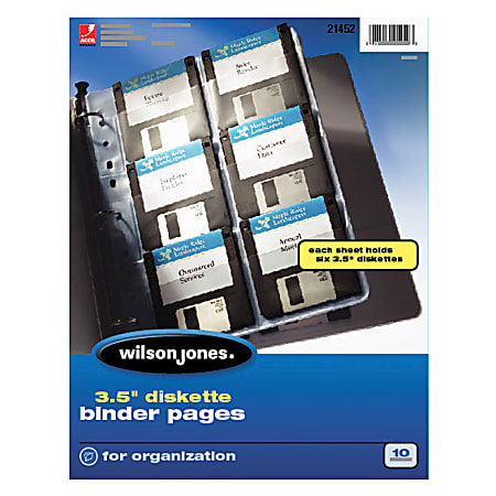 Wilson Jones® Diskette Storage Pages, Clear, 3 1/2" x 3 1/2", Pack Of 10