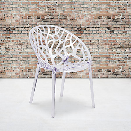 Flash Furniture Specter Series Transparent Oval-Shaped Stacking Side Chair, Clear